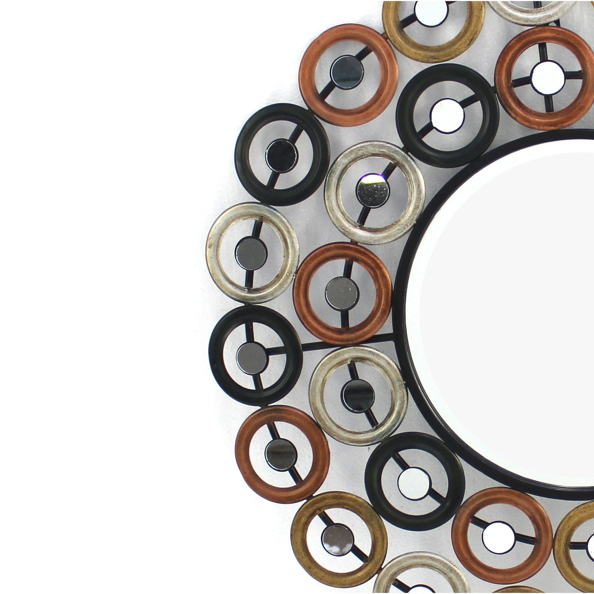 Benzara Multicolor Round Wall Mirror Surrounded by Smaller Round Mirrors