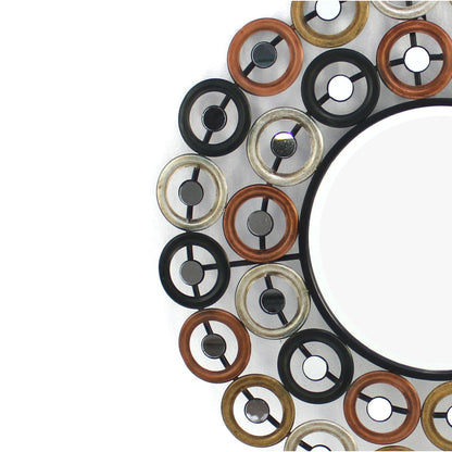 Benzara Multicolor Round Wall Mirror Surrounded by Smaller Round Mirrors