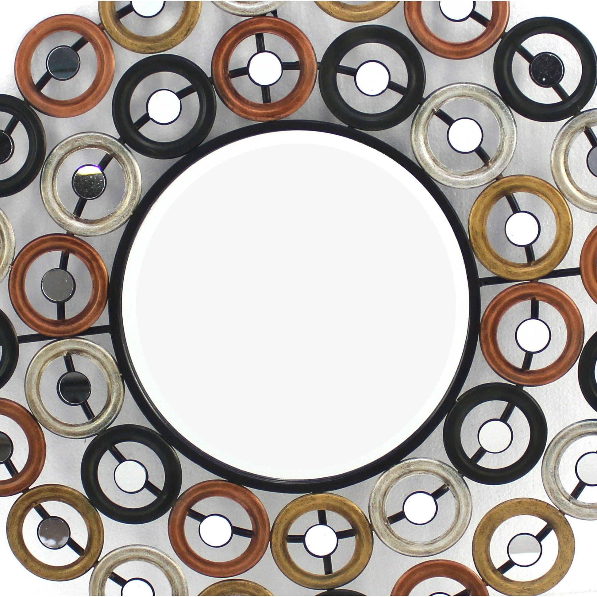 Benzara Multicolor Round Wall Mirror Surrounded by Smaller Round Mirrors