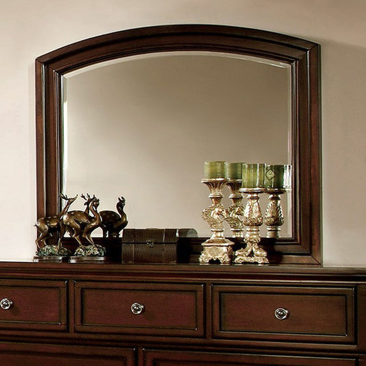 Benzara Northville Dark Cherry Transitional Style Wooden Framed Wall Mirror