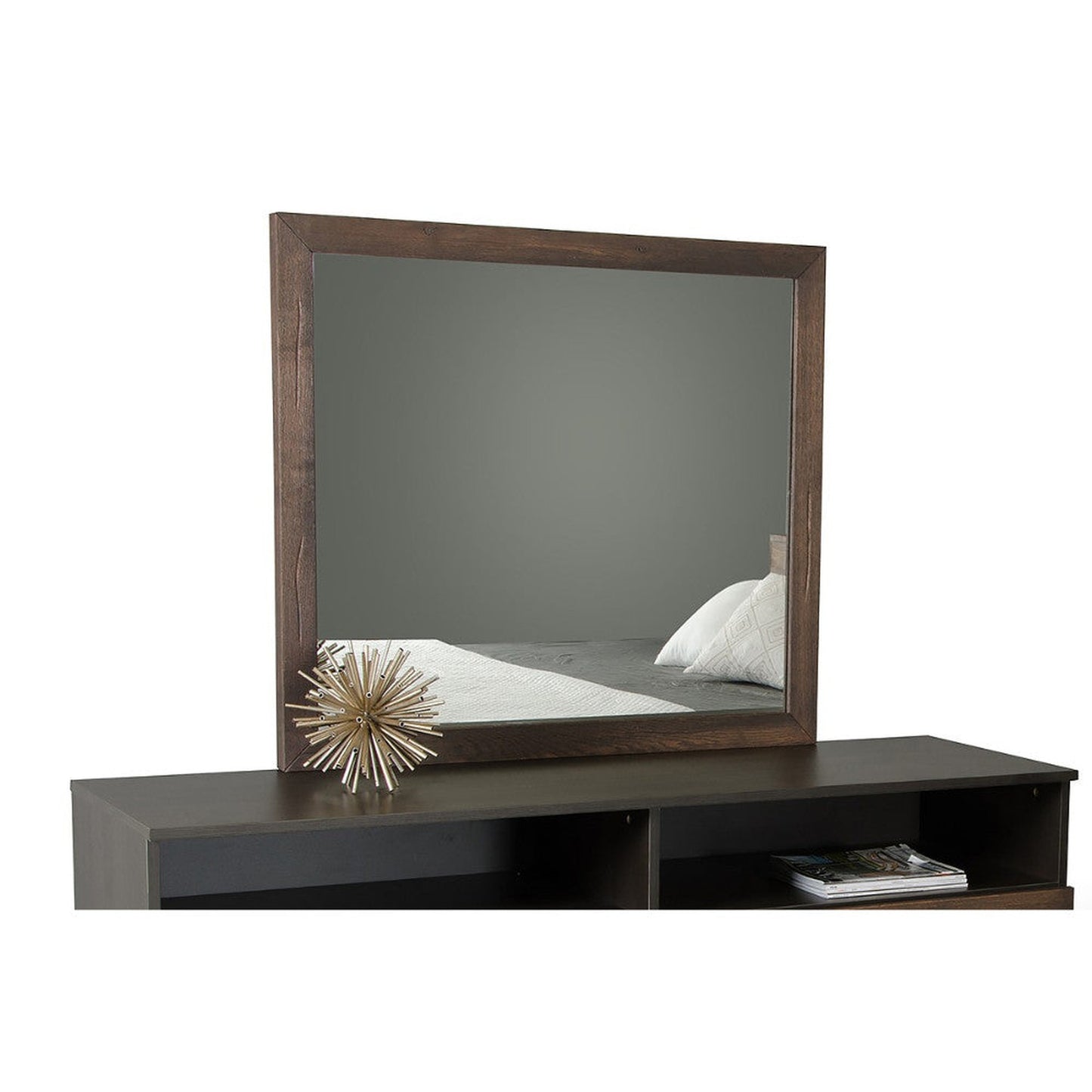 Benzara Oak Brown Transitional Wooden Framed Mirror