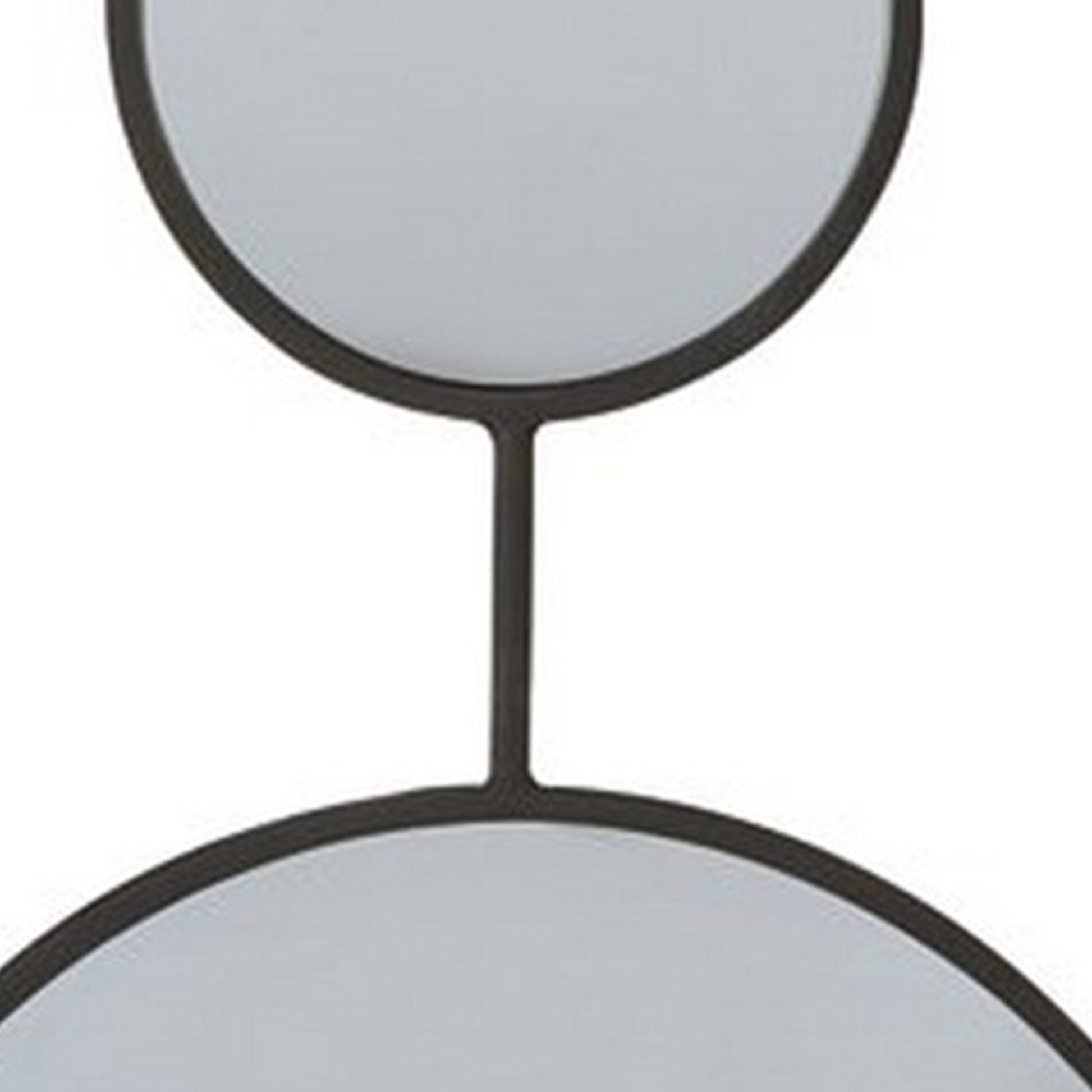 Benzara Round Black and Silver Metal Accent Wall Mirror With Stacked Design