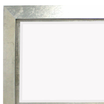 Benzara Silver Contemporary Style Rectangular Wooden Frame Wall Mirror