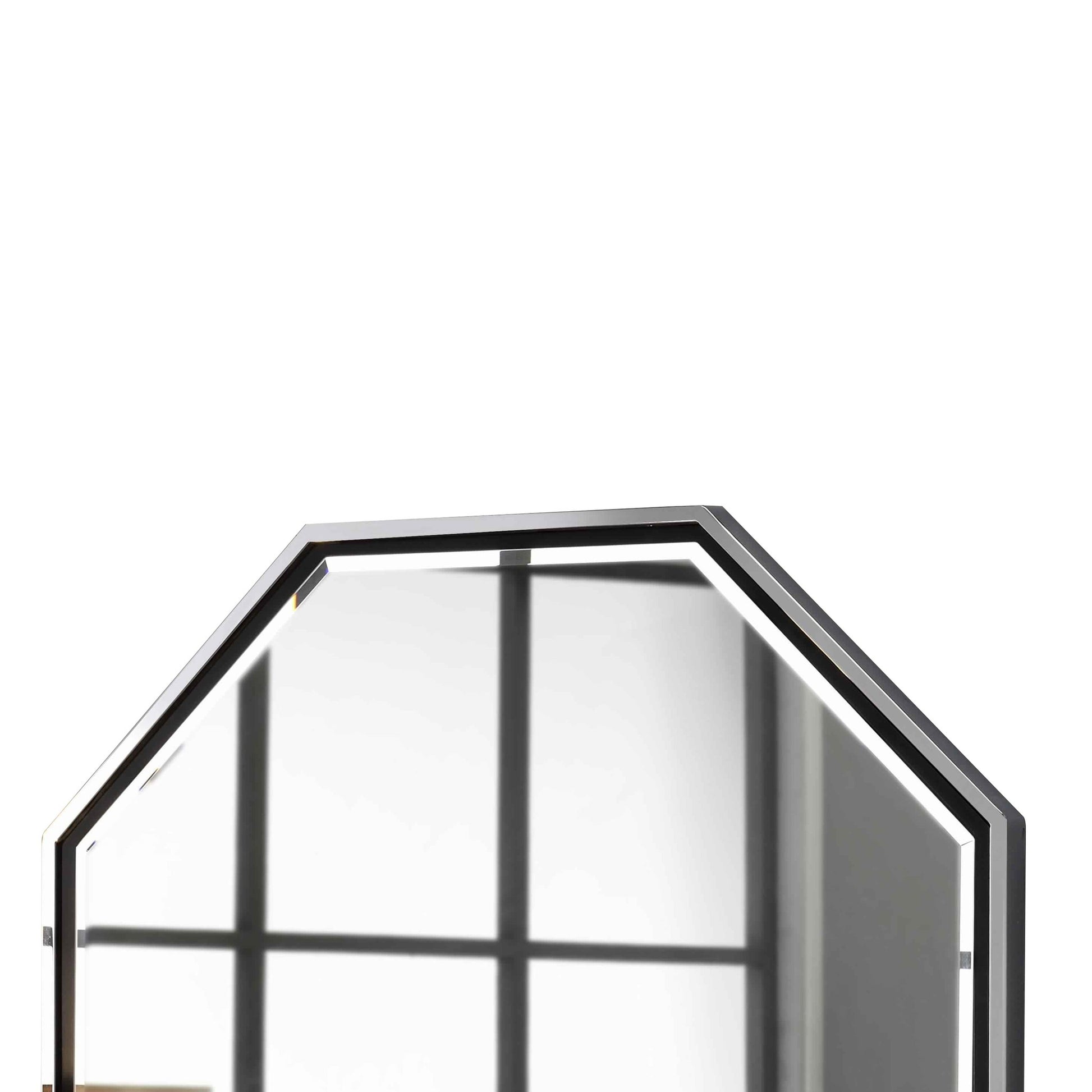 Benzara Silver Metal Frame Octagon Shaped Wall Mirror With Mounting Hardware