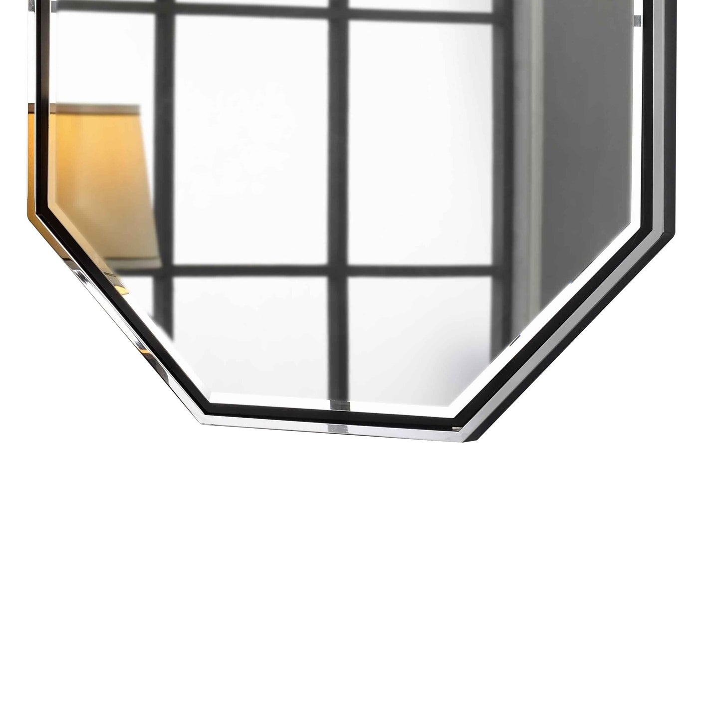 Benzara Silver Metal Frame Octagon Shaped Wall Mirror With Mounting Hardware