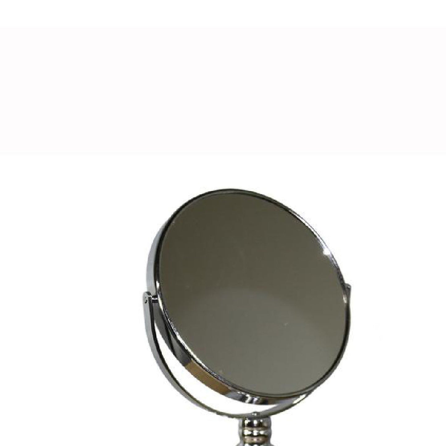 Benzara Silver Metal Magnifying Makeup Mirror With 3X Magnification