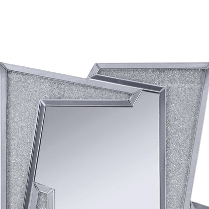 Benzara Silver Mirrored Wooden Frame Accent Wall Decor With Four L Shaped Borders