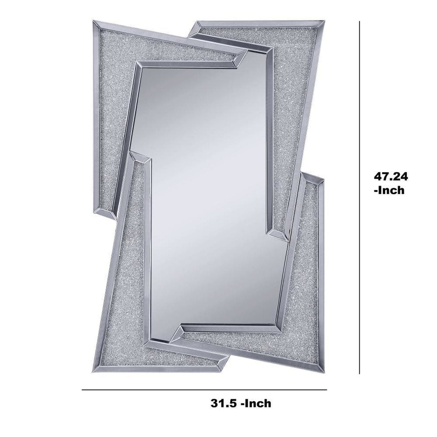 Benzara Silver Mirrored Wooden Frame Accent Wall Decor With Four L Shaped Borders