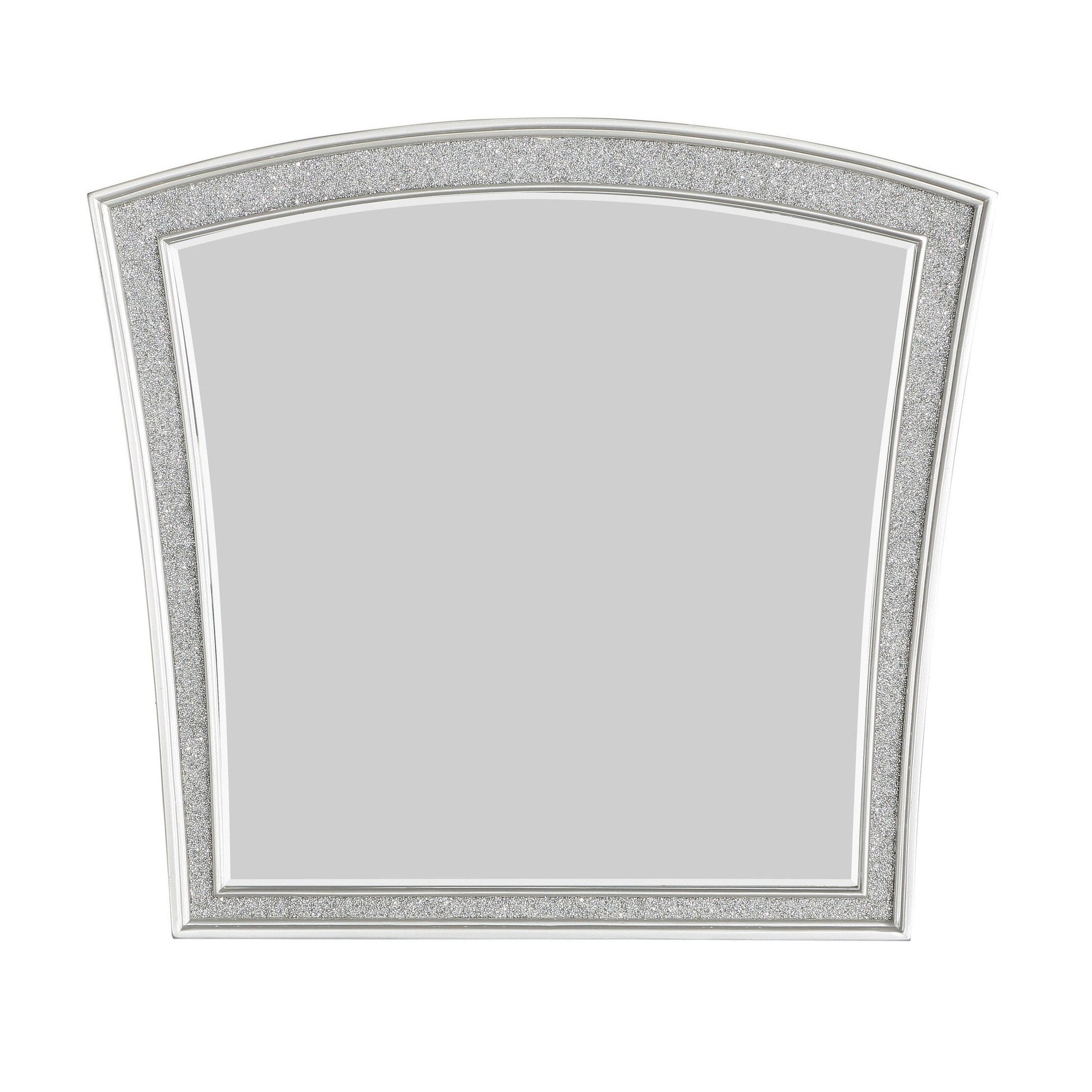 Benzara Silver Modern Style Wooden Decorative Mirror With Rhinestone Inlays