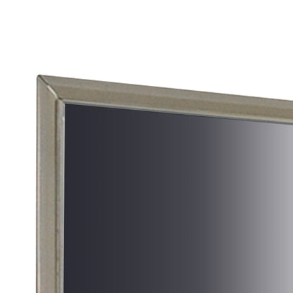 Benzara Silver Rectangular Wooden Clean Lines Framed Mirror