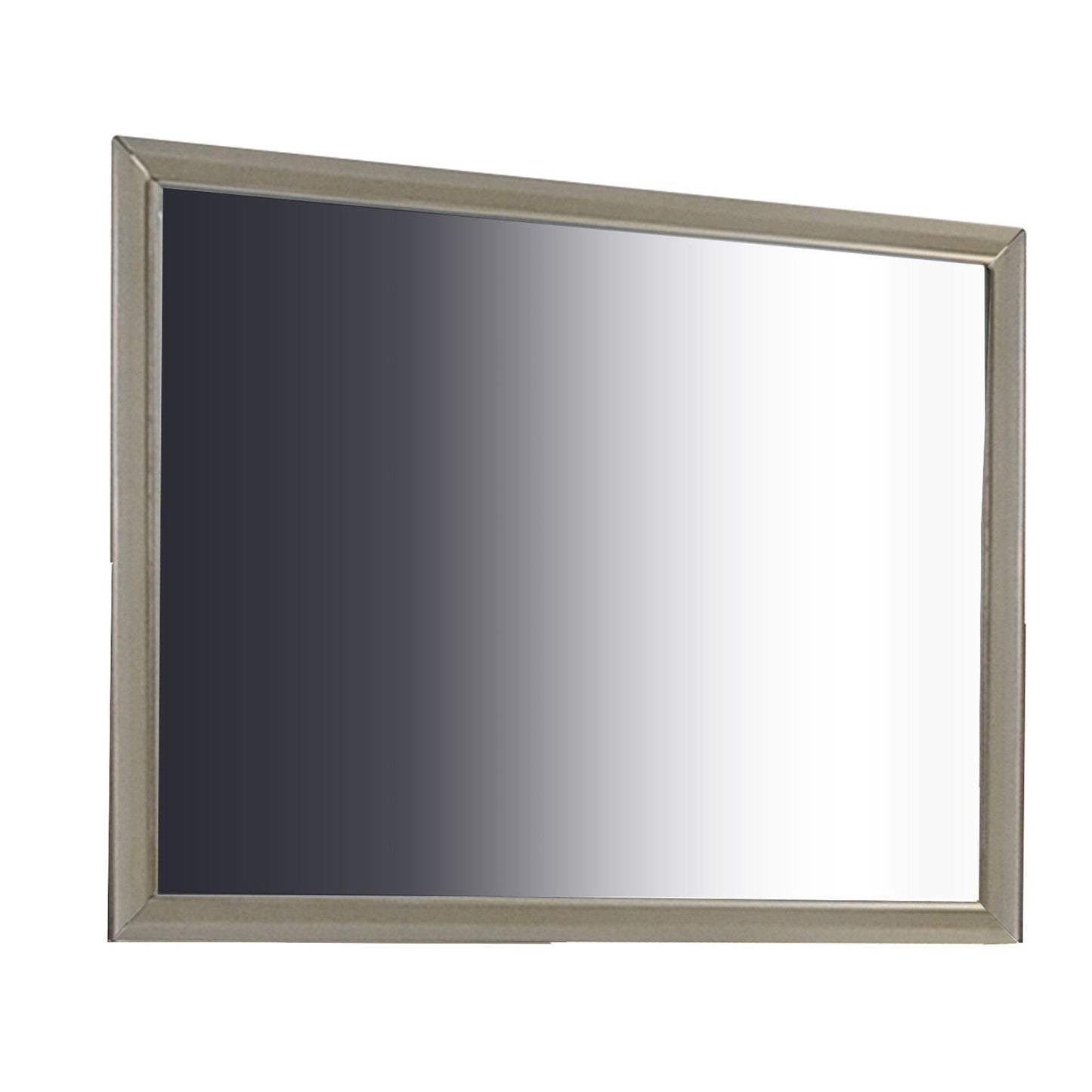 Benzara Silver Rectangular Wooden Clean Lines Framed Mirror