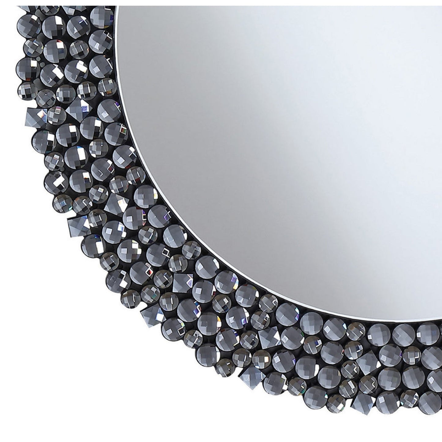 Benzara Silver Round Contemporary Wall Mirror