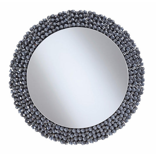 Benzara Silver Round Contemporary Wall Mirror