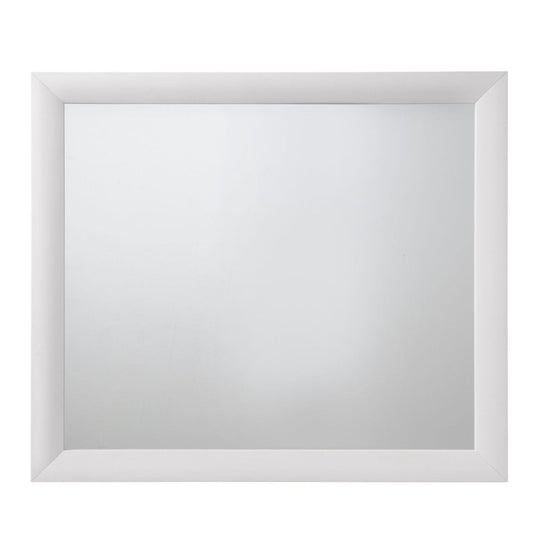 Benzara Silver and White Rectangular Wooden Framed Mirror