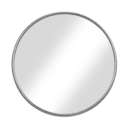 Benzara Small Antique Silver Round Contemporary Metal Framed Wall Mirror