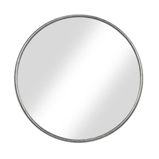 Benzara Small Antique Silver Round Contemporary Metal Framed Wall Mirror