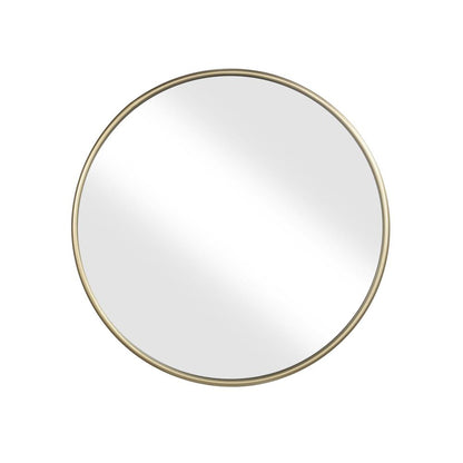 Benzara Small Gold and Silver Round Contemporary Style Metal Framed Wall Mirror