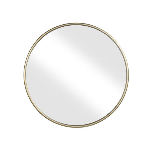 Benzara Small Gold and Silver Round Contemporary Style Metal Framed Wall Mirror