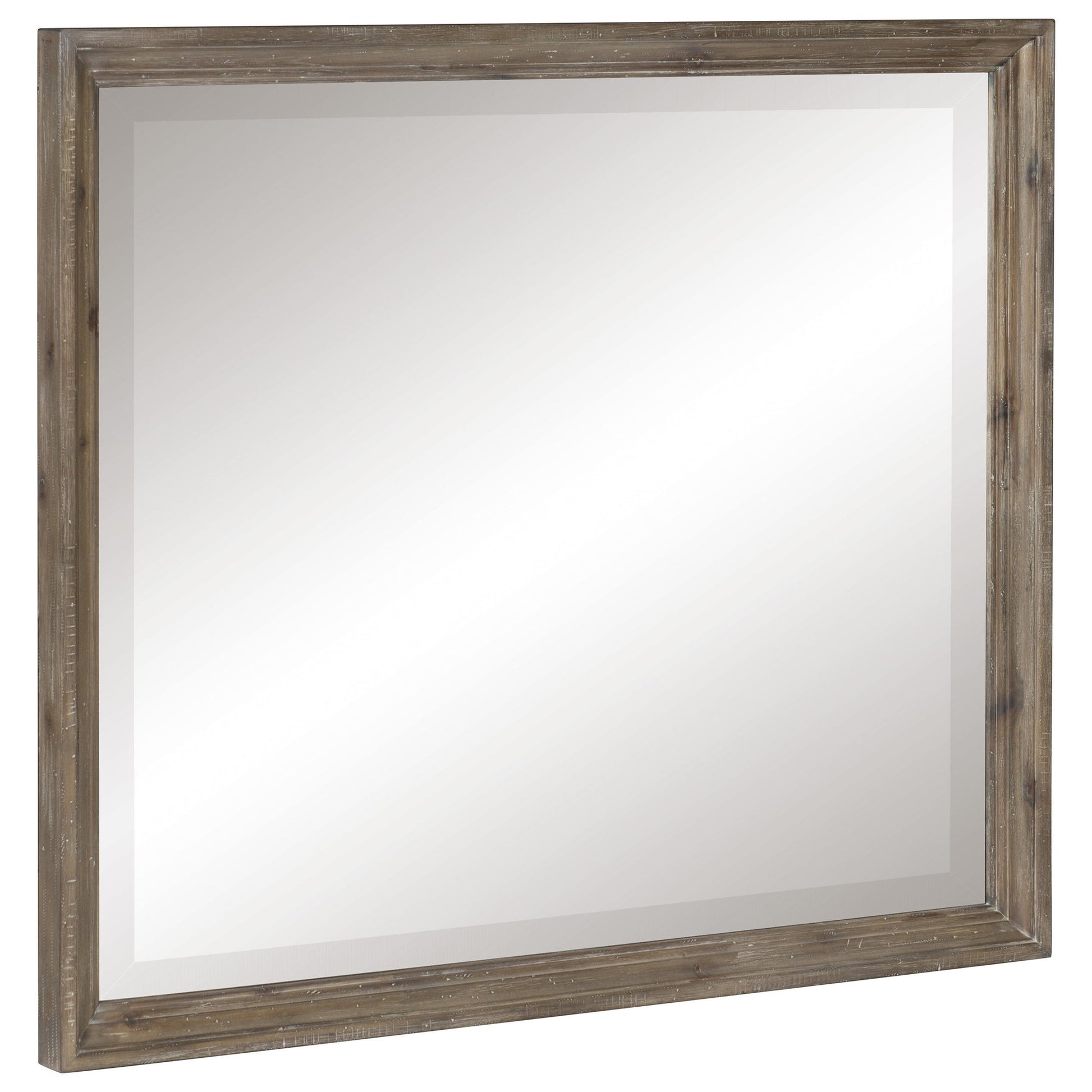 Benzara Taupe Brown and Silver Molded Wooden Frame Mirror With Mounting Hardware