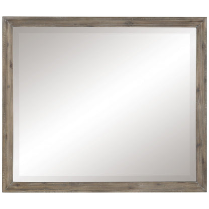 Benzara Taupe Brown and Silver Molded Wooden Frame Mirror With Mounting Hardware