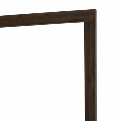 Benzara Walnut Brown Rectangular Shape Wall Mirror With Wooden Frame