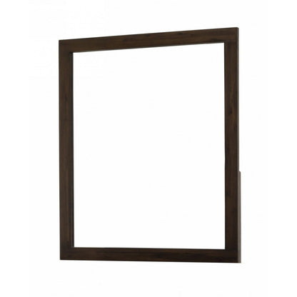 Benzara Walnut Brown Rectangular Shape Wall Mirror With Wooden Frame