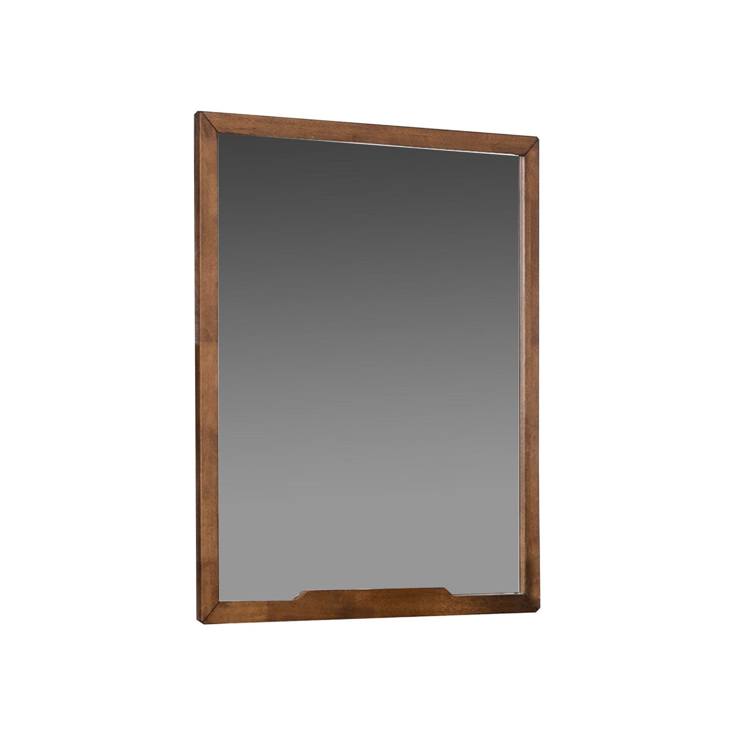 Benzara Walnut Brown Sleek Wooden Frame Wall Mirror With Mounting Hardware