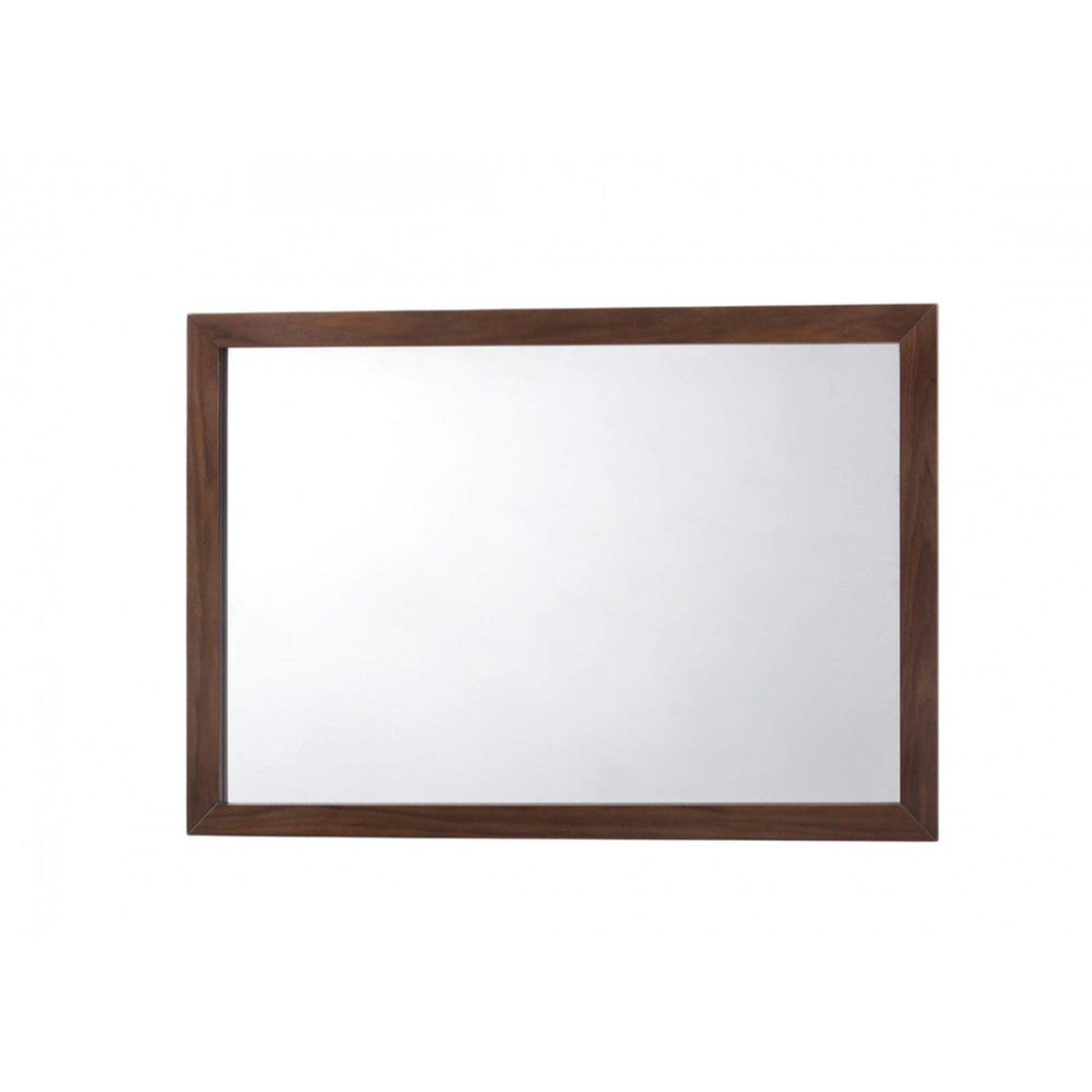 Benzara Walnut Rectangular Mid Century Modern Wooden Frame Mirror