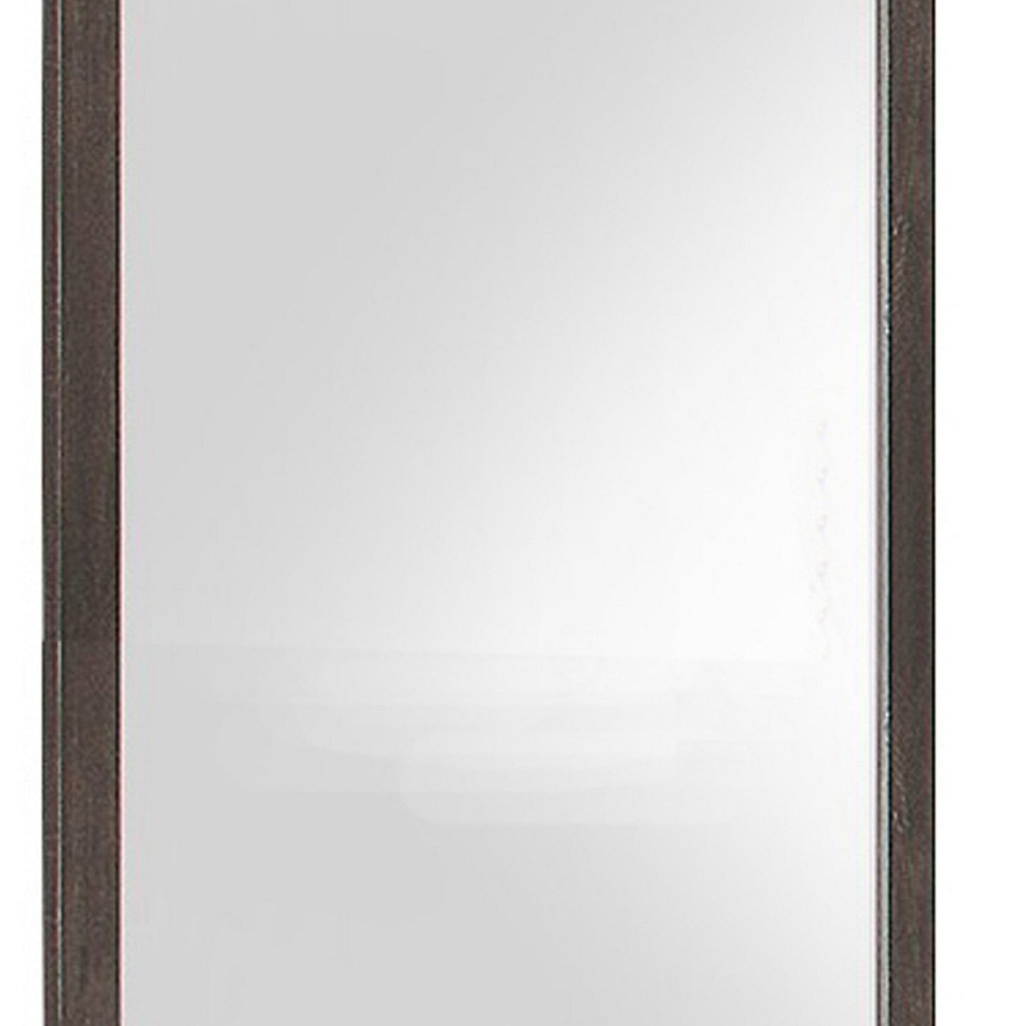 Benzara Weathered Brown Square Shape Mirror with Wooden Frame and Beveled Edges