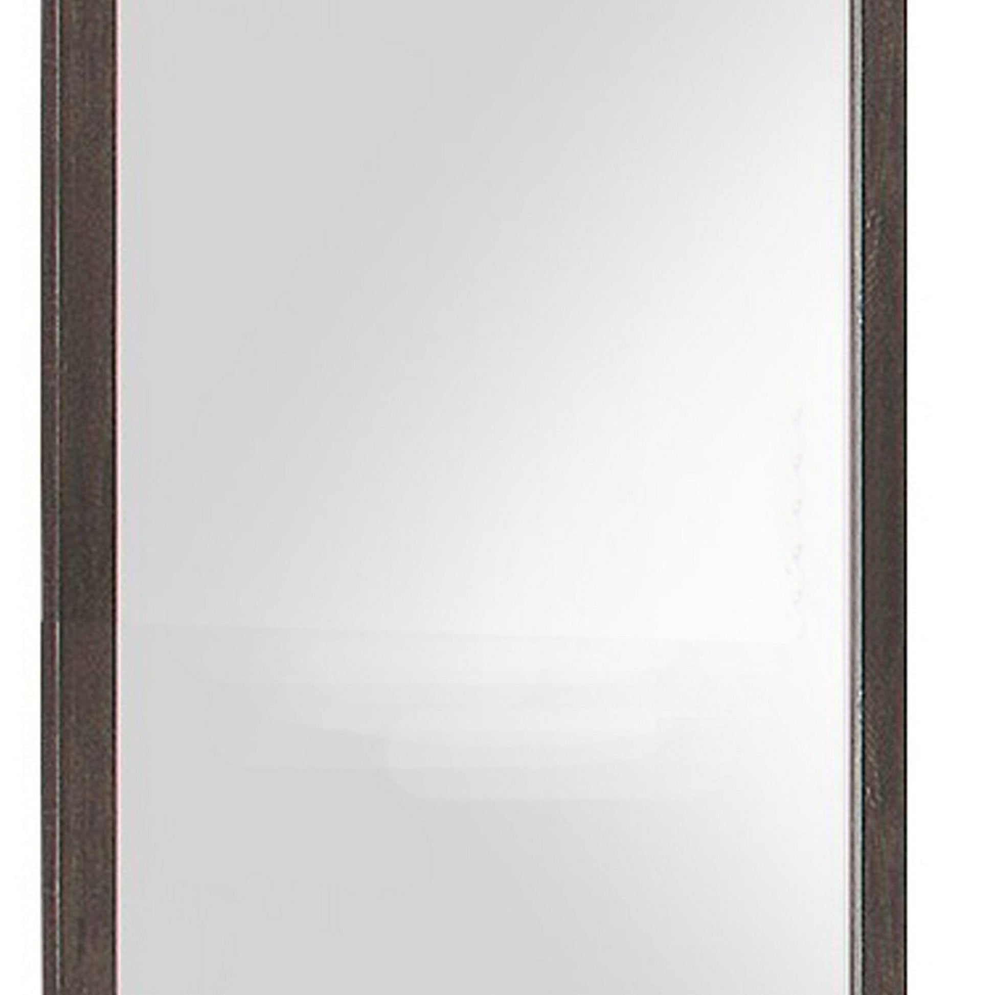 Benzara Weathered Brown Square Shape Mirror with Wooden Frame and Beveled Edges