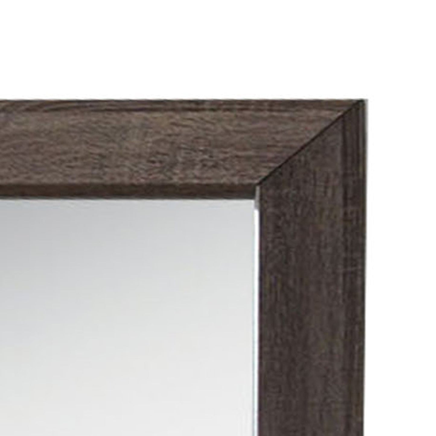 Benzara Weathered Gray Rectangular Wooden Clean Lines Framed Mirror