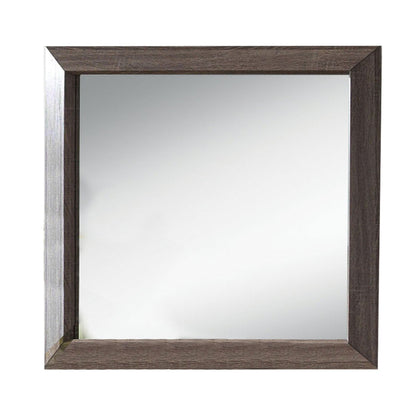 Benzara Weathered Gray Rectangular Wooden Clean Lines Framed Mirror