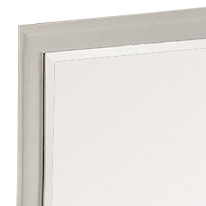 Benzara White Modern Mirror With Rectangular Frame an Molded Details