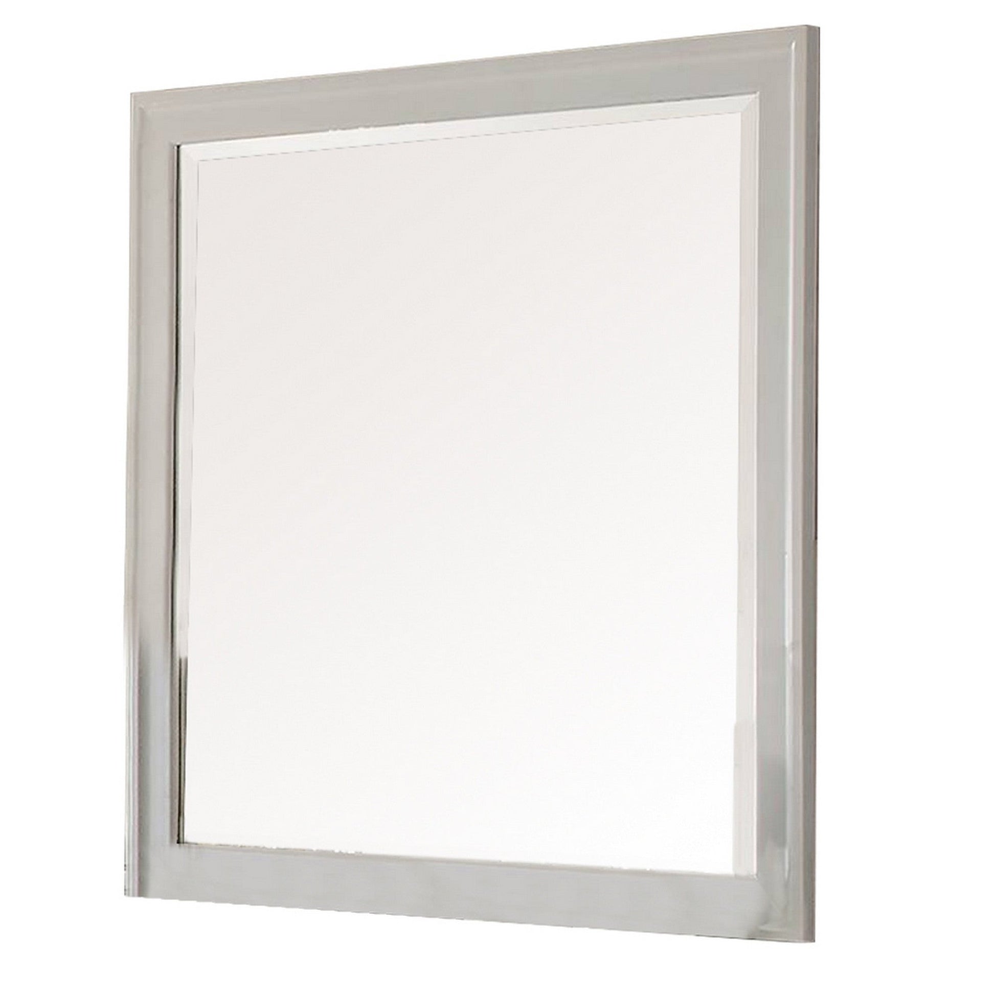 Benzara White Modern Mirror With Rectangular Frame an Molded Details
