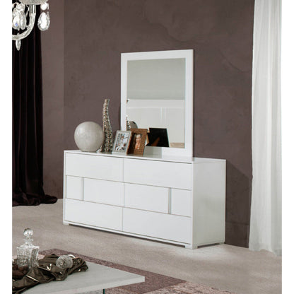 Benzara White Rectangular Wooden Framed Mirror