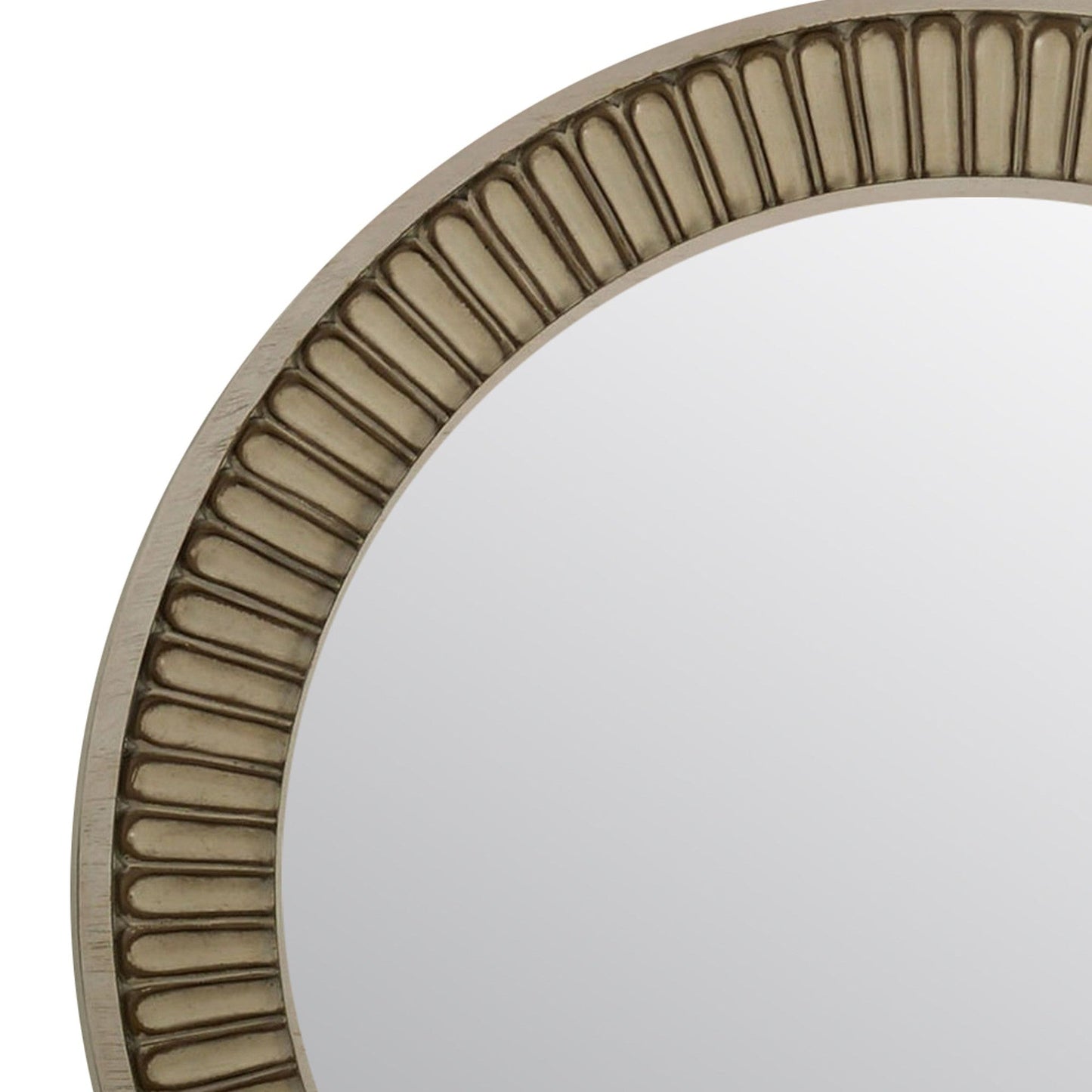 Benzara White Traditional Style Round Mirror With Decorative Trim Edges