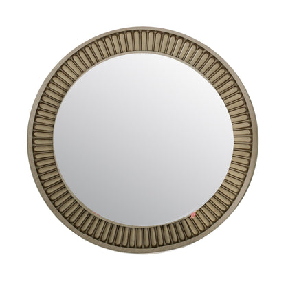 Benzara White Traditional Style Round Mirror With Decorative Trim Edges