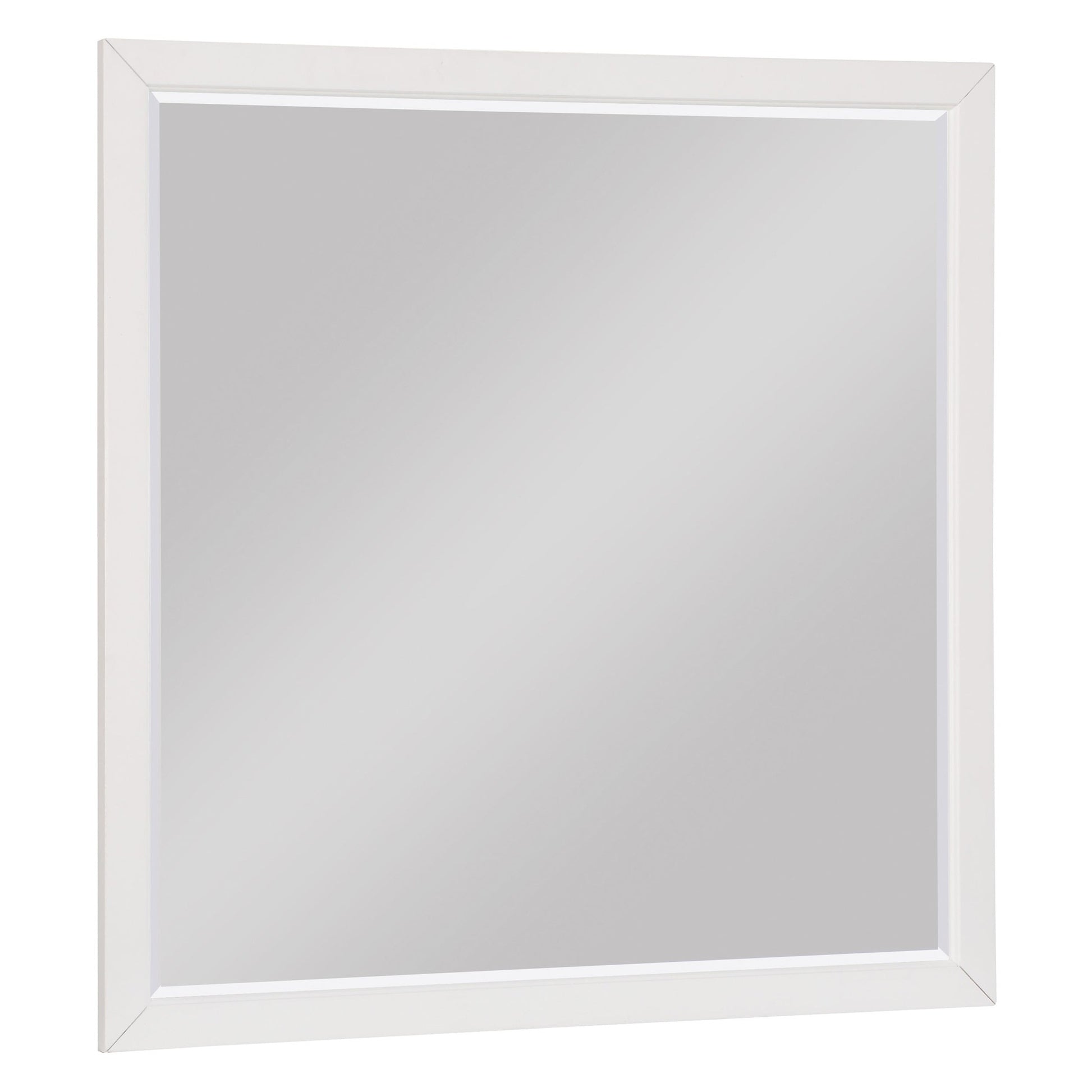 Benzara White Transitional Style Square Wooden Frame Mirror