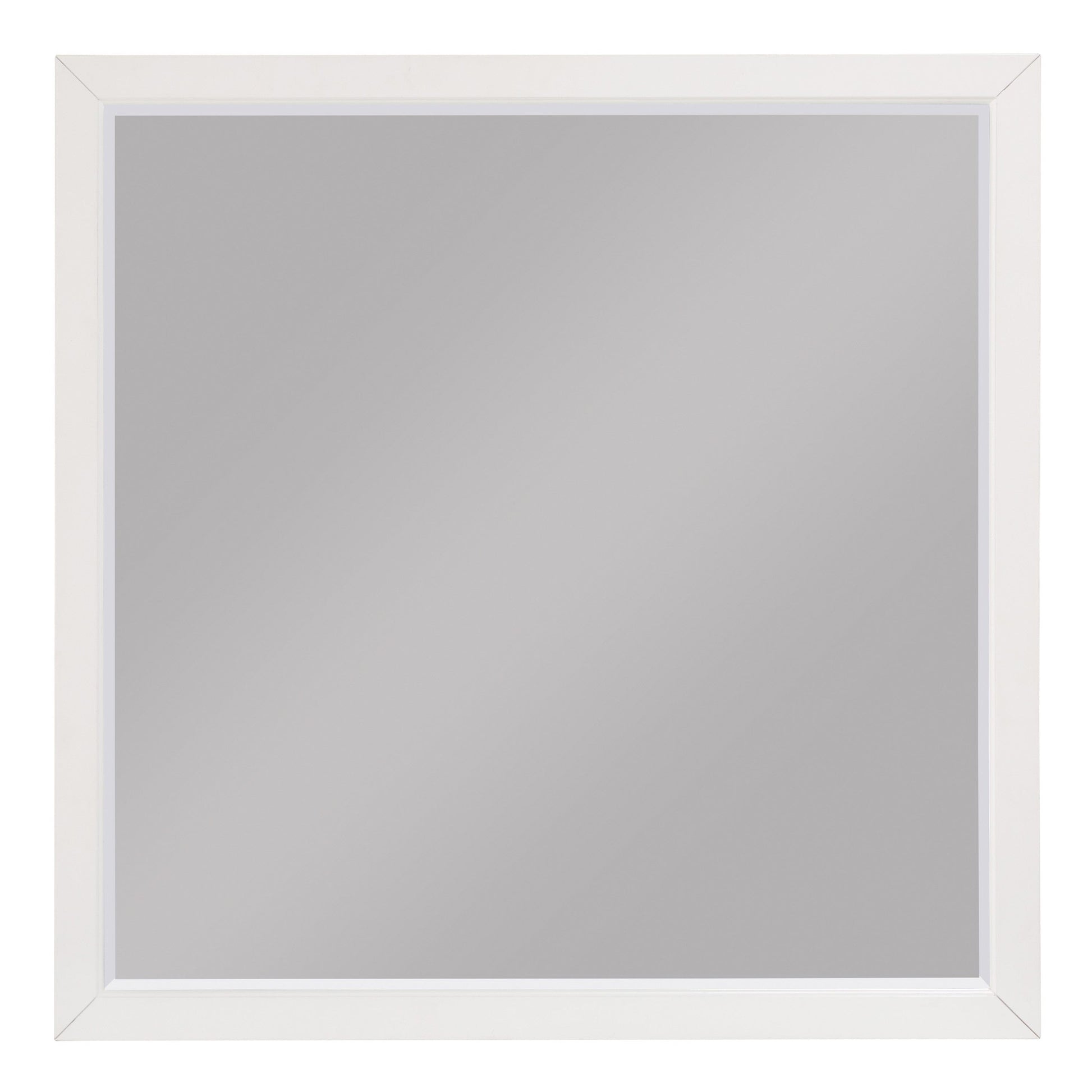 Benzara White Transitional Style Square Wooden Frame Mirror