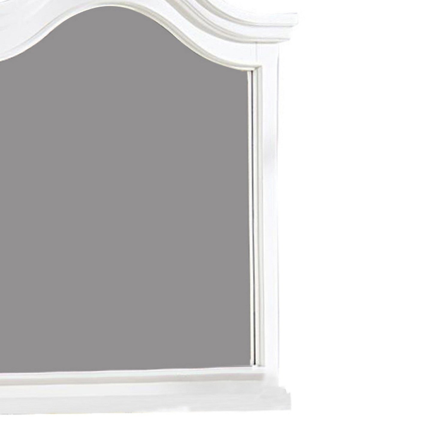 Benzara White Transitional Style Wooden Frame Mirror With Molded Camelback Top