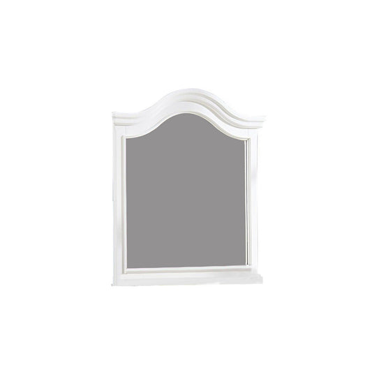 Benzara White Transitional Style Wooden Frame Mirror With Molded Camelback Top