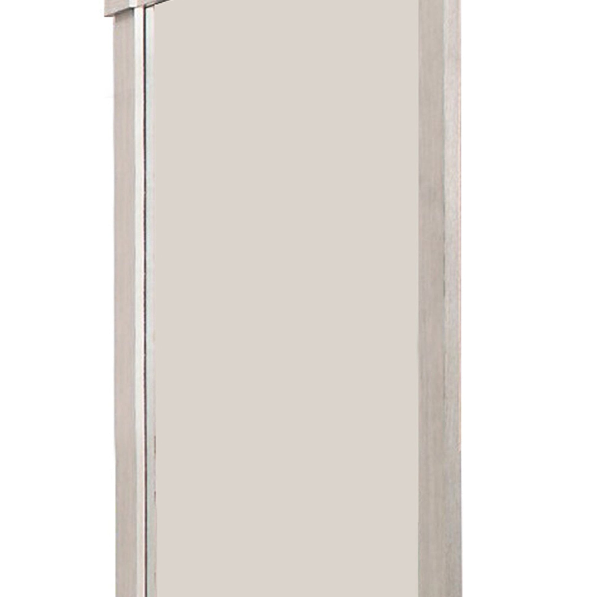 Benzara White Transitional Style Wooden Frame Mirror With Projected Top