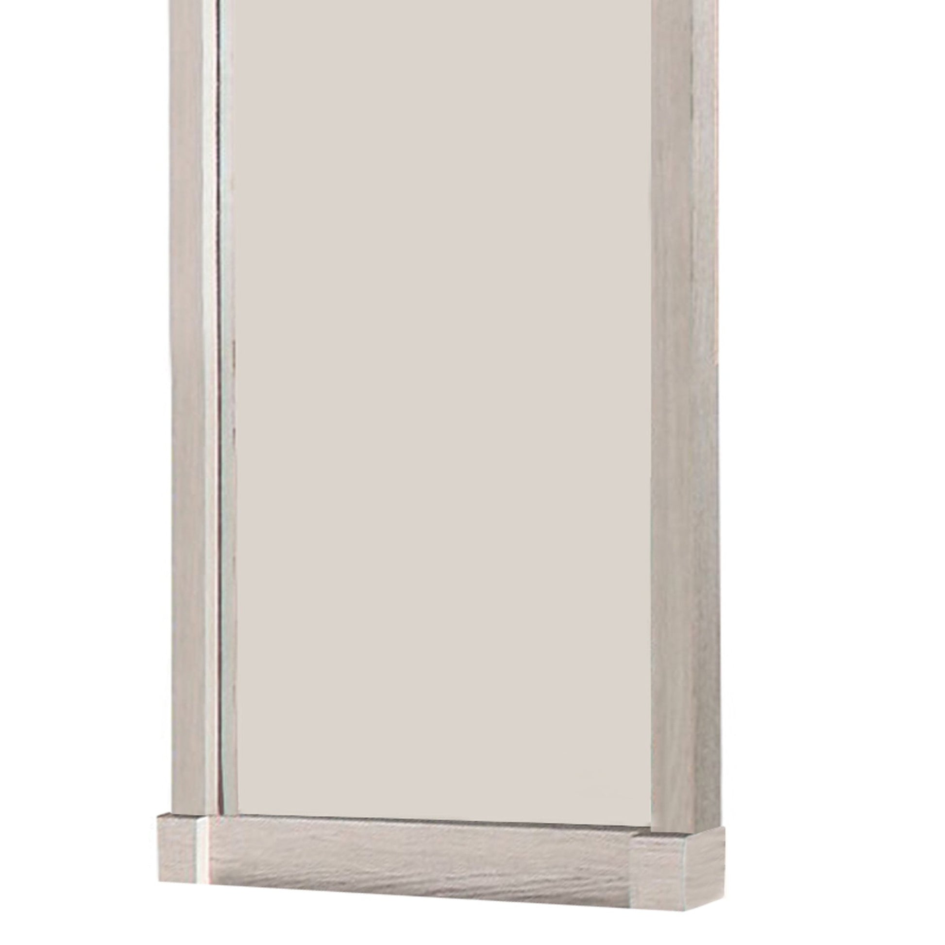 Benzara White Transitional Style Wooden Frame Mirror With Projected Top