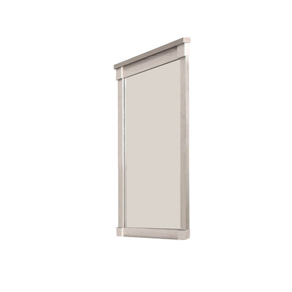 Benzara White Transitional Style Wooden Frame Mirror With Projected Top