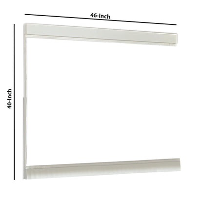 Benzara White Trim Top and Bottom Wooden Frame Mirror With Mounting Hardware
