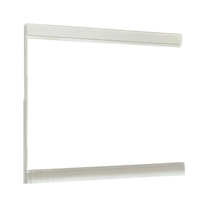 Benzara White Trim Top and Bottom Wooden Frame Mirror With Mounting Hardware