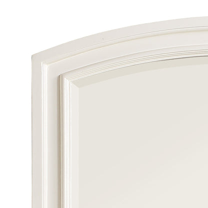 Benzara White Wooden Mirror With Raised Edges and Curved Top