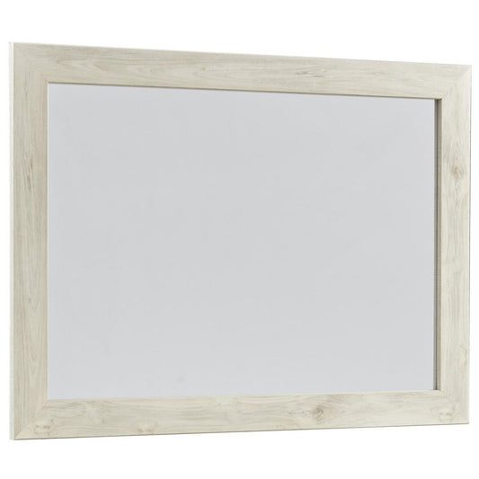 Benzara White and Silver Contemporary Bedroom Mirror With Wood Grain Texture