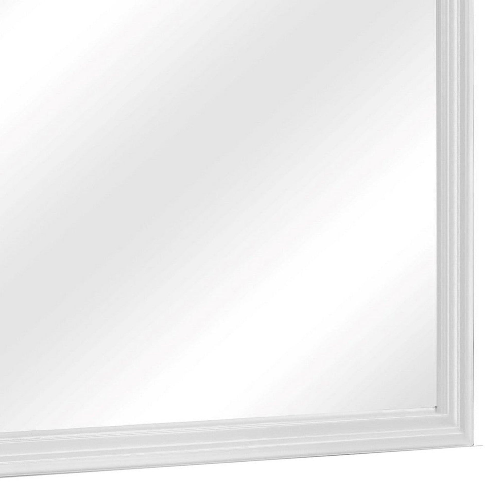 Benzara White and Silver Rectangular Molded Wooden Framed Dresser Top Mirror