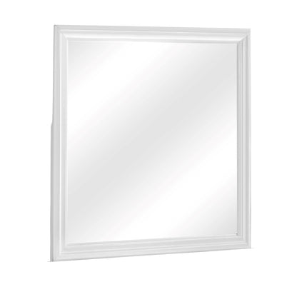 Benzara White and Silver Rectangular Molded Wooden Framed Dresser Top Mirror